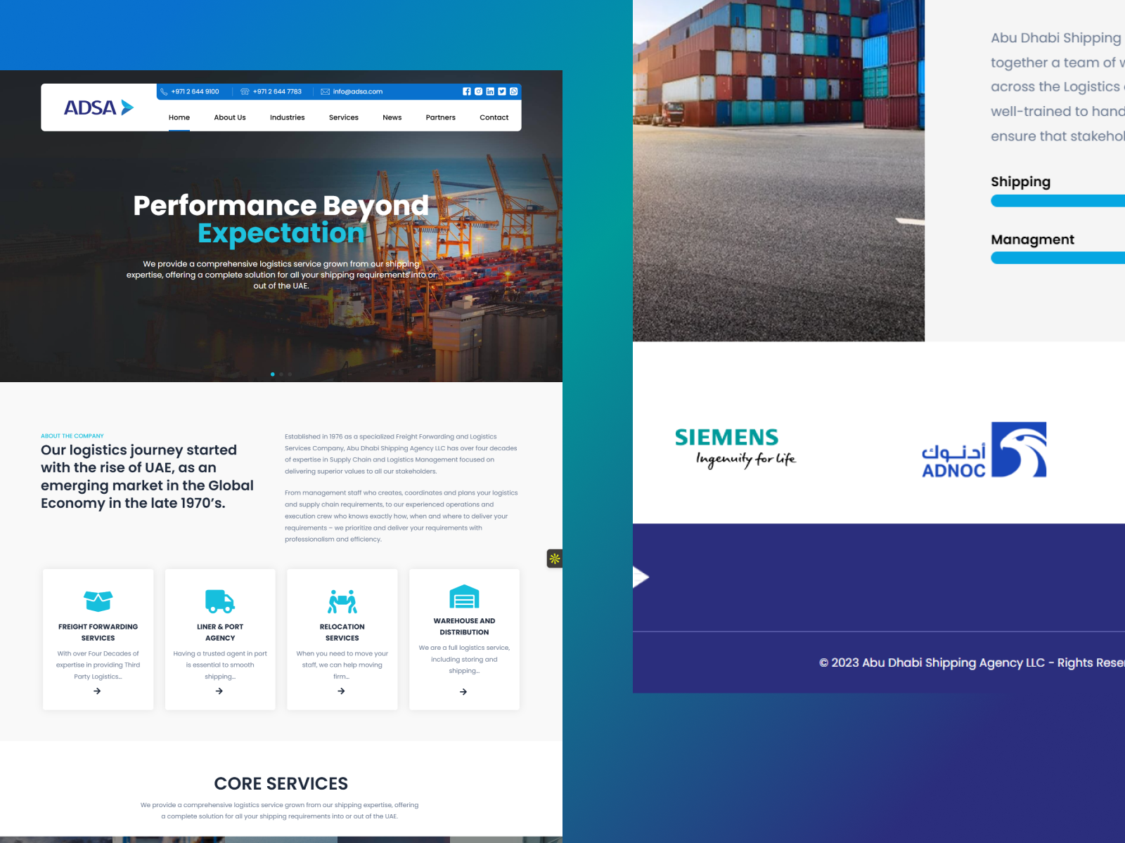 ADSA Logistics — Shipping & Freight Website UI project preview
